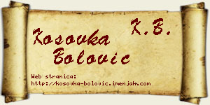 Kosovka Bolović vizit kartica